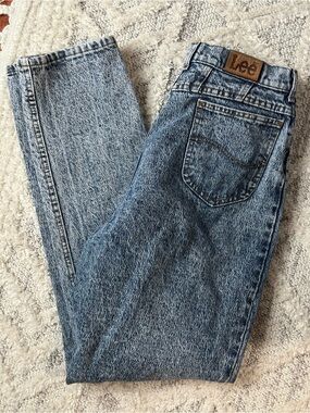 Vintage 90s Minimalist Lee Mens Stonewashed Thrashed Worn Straight Trendy Jeans